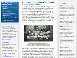 Infographic about the history of the West Virginia Colored Orphans' Home.